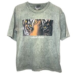 Vintage Calgary Zoo Canada Stone Washed Tiger T Shirt Youth XL